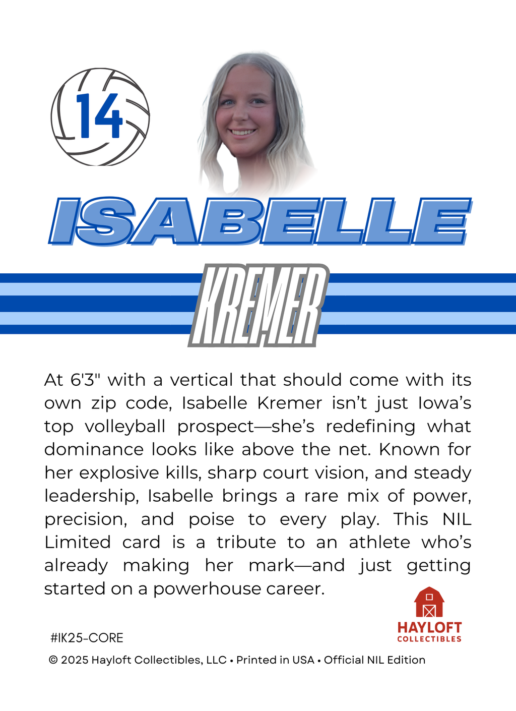 Isabelle Kremer – NIL Debut Trading Card