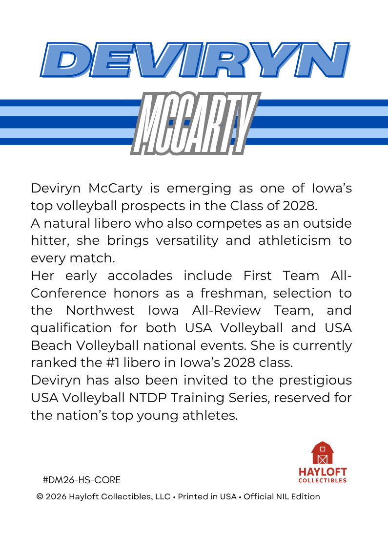 Deviryn McCarty – NIL Debut Trading Card