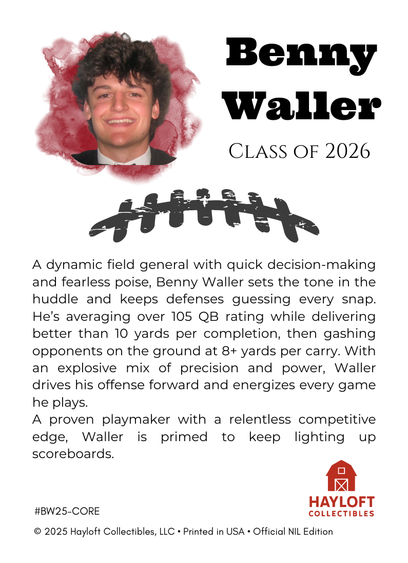 Benny Waller – NIL Debut Trading Card