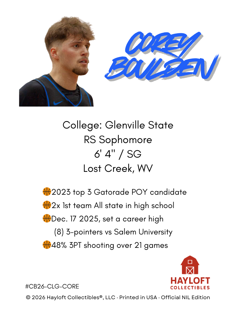 Corey Boulden ~ NIL Debut Trading Card