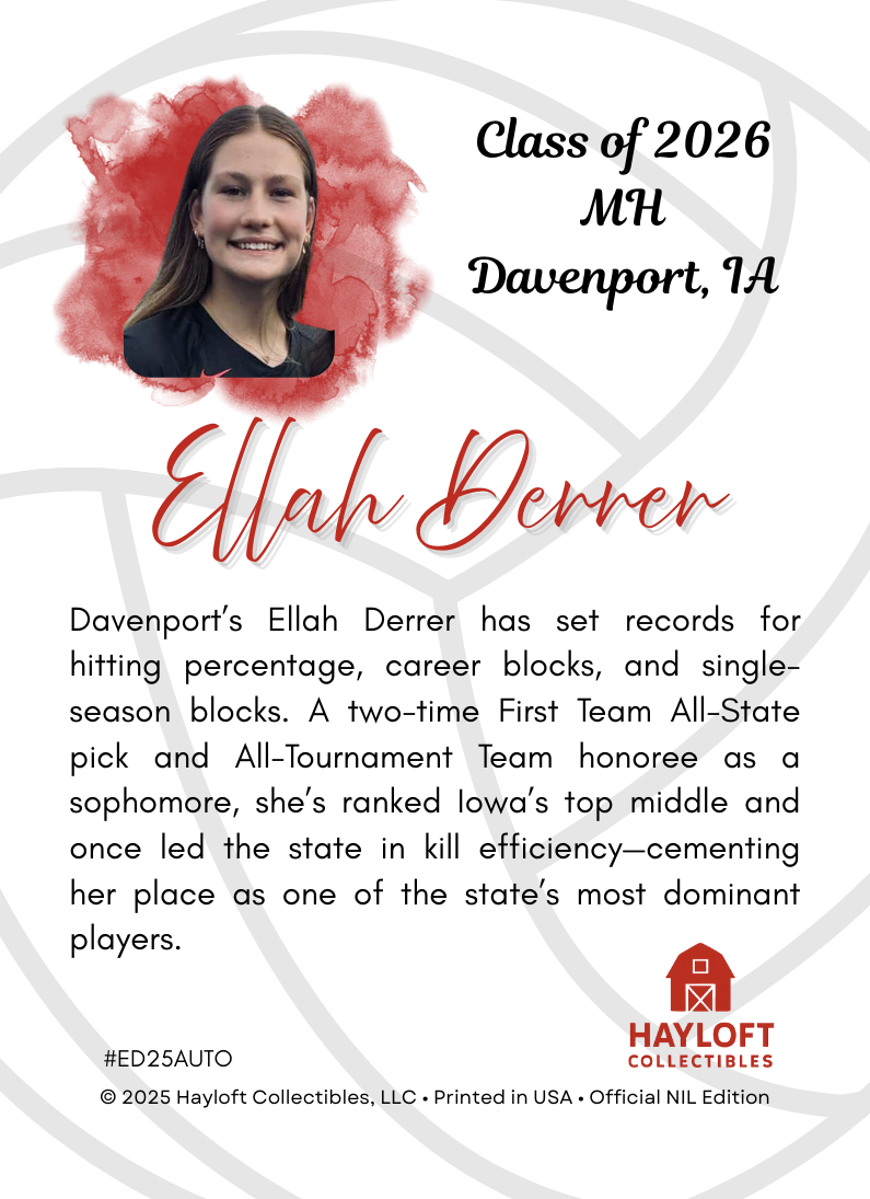 Ellah Derrer – Autographed NIL Trading Card