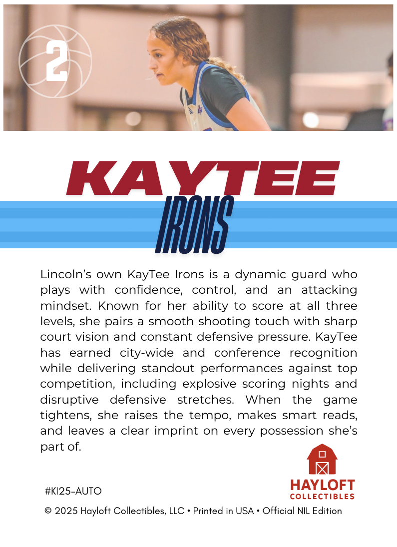KayTee Irons ~ Autographed NIL Trading Card