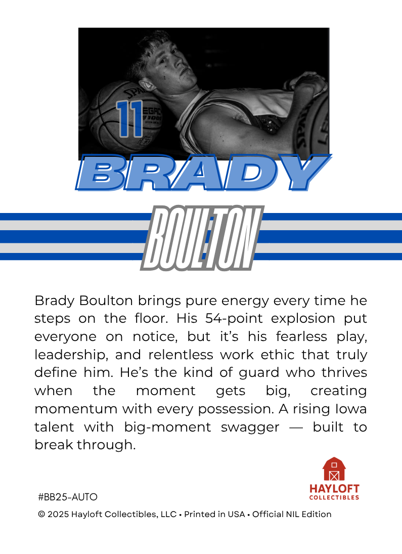 Brady Boulton – Autographed NIL Trading Card