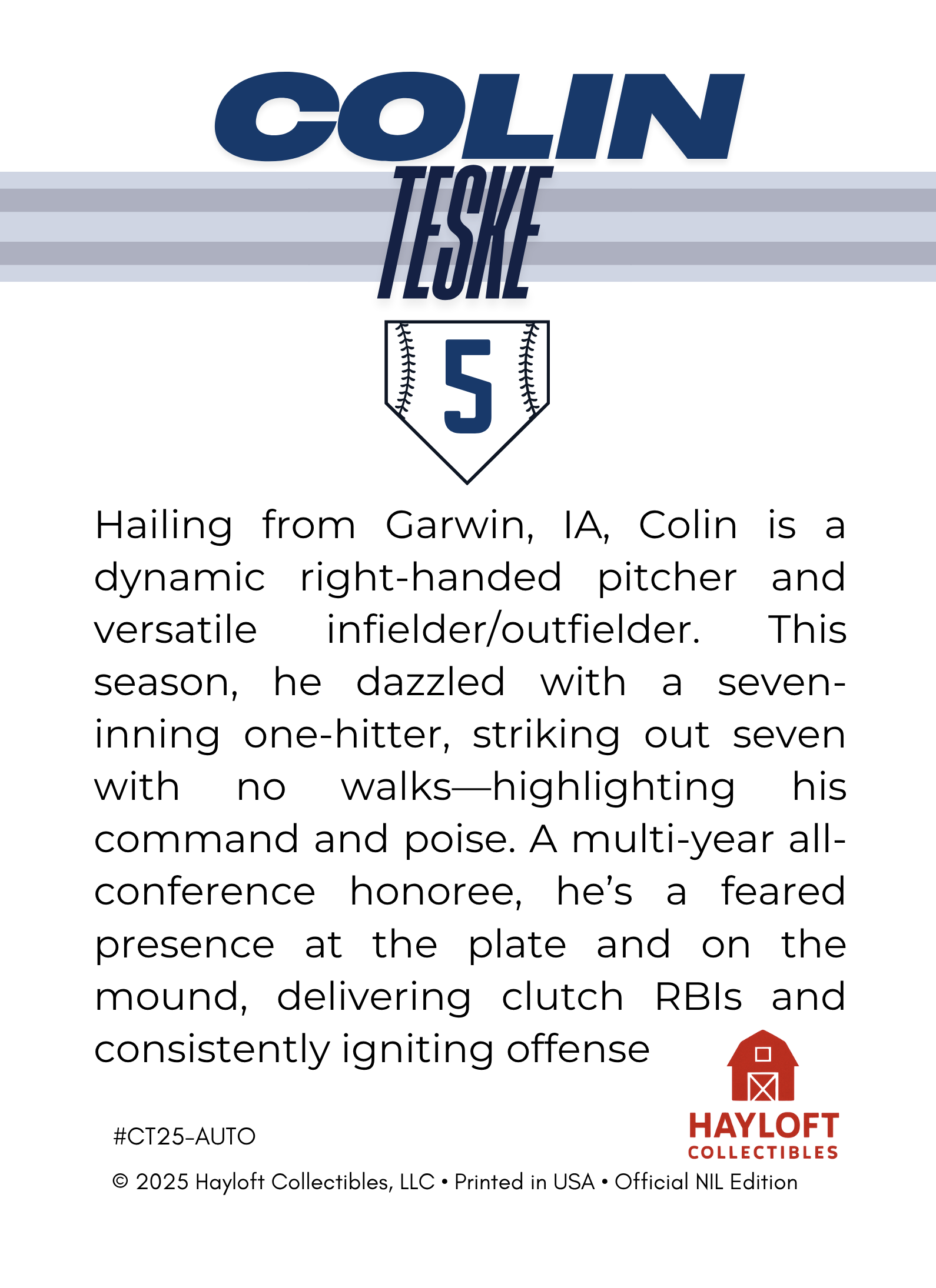 Colin Teske – Autographed NIL Trading Card
