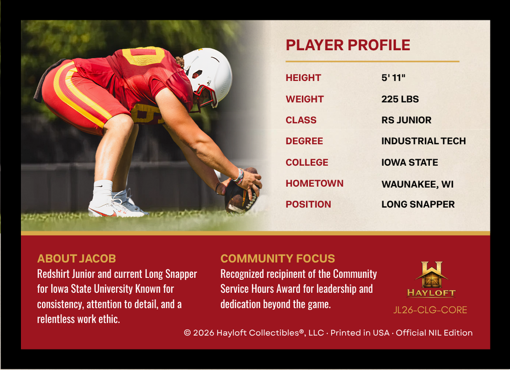 Jacob Lyftogt ~ NIL Debut Trading Card