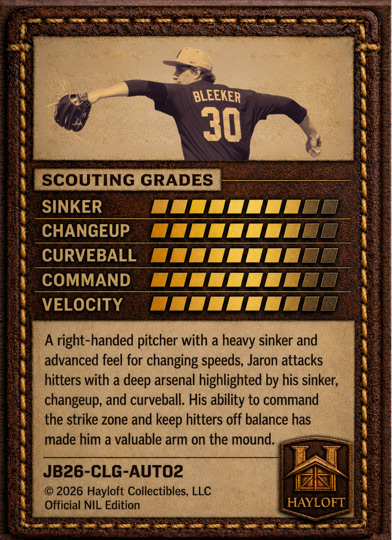 Jaron Bleeker ~ Autographed NIL Trading Card