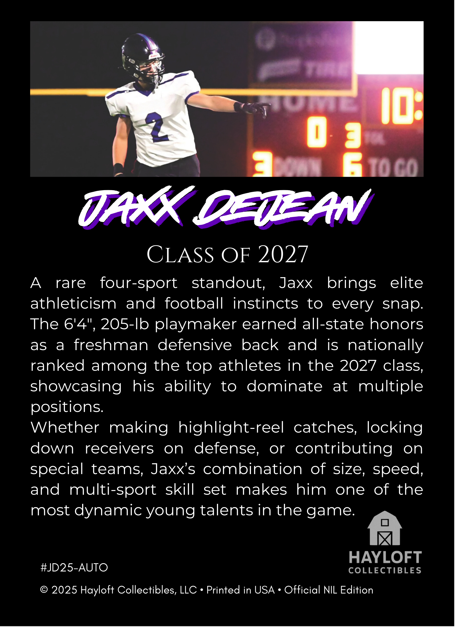 Jaxx DeJean – Autographed NIL Trading Card