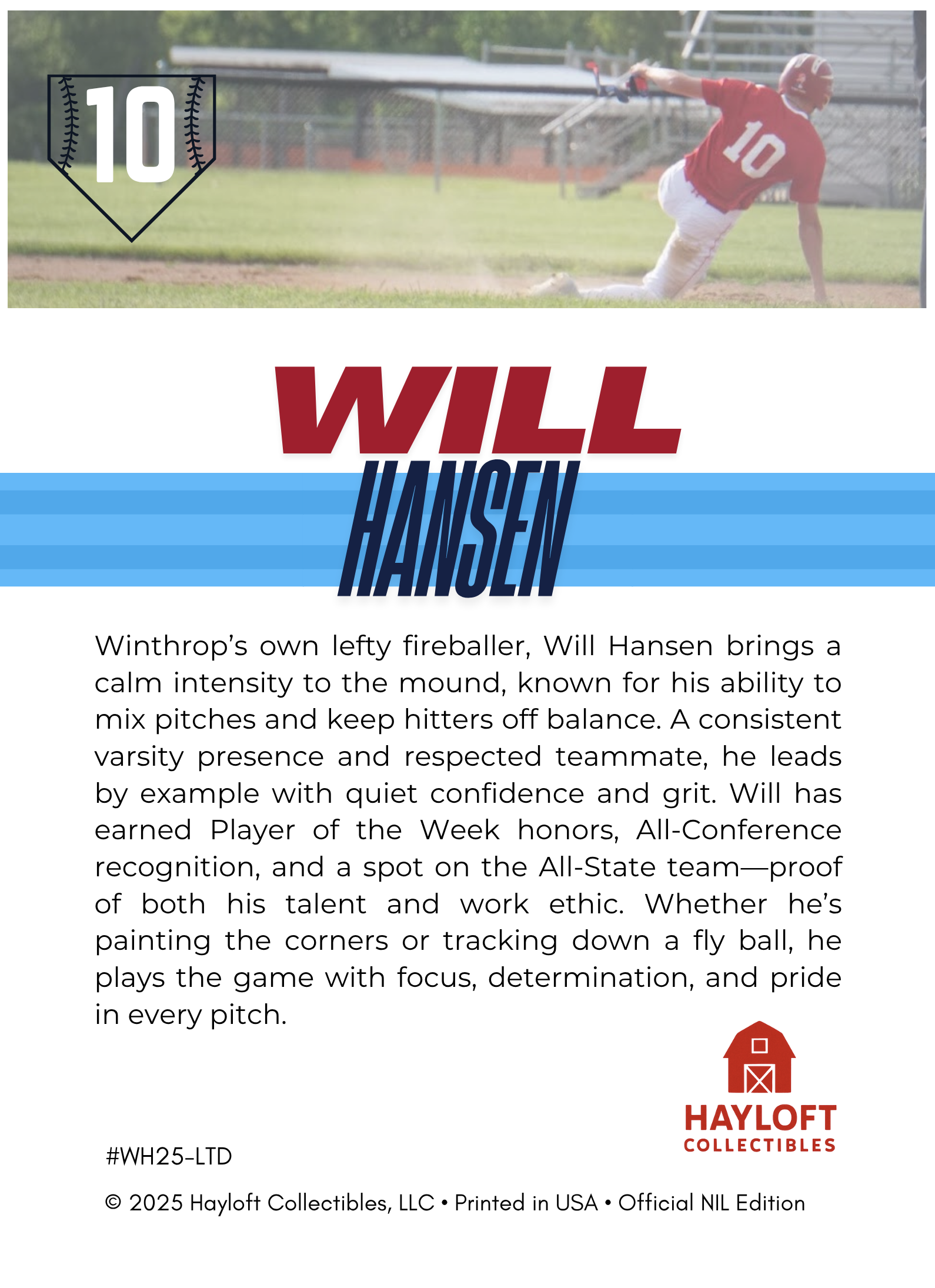 Will Hansen – Limited Edition NIL Trading Card